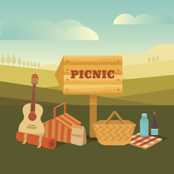 插图在户外野餐图片下载