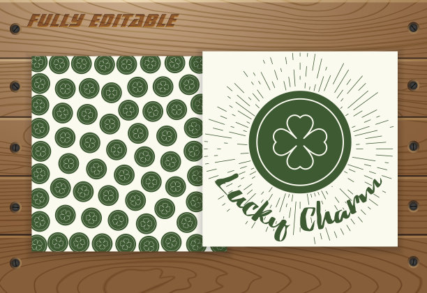 木制桌子上的圣帕特里克节卡片。图片下载