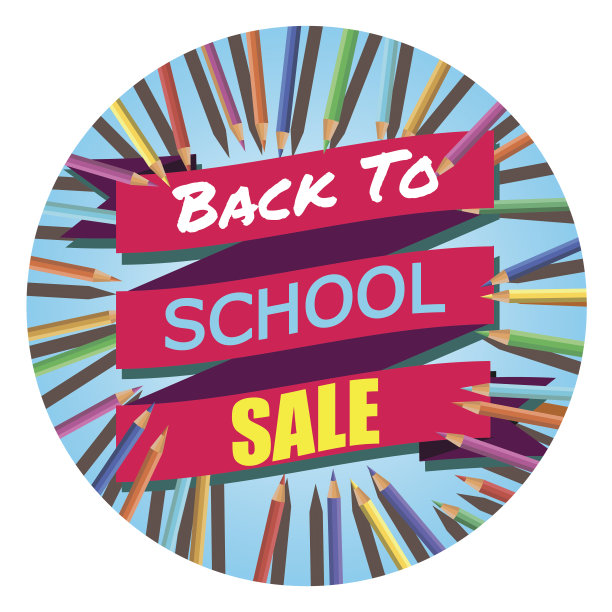 返校促销。背景与彩色铅笔与头部。图片下载