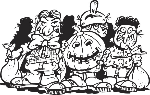 万圣节儿童矢量剪贴画图片下载