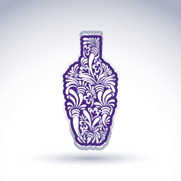 以民族花卉图案装饰的风格化瓶。酒精图片下载