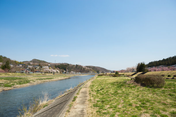 春天Abukuma河素材图片