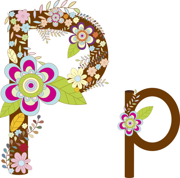 字母P花向量图片下载