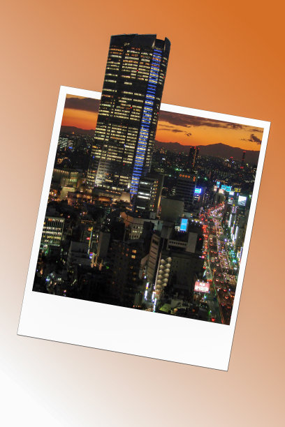 日落时分的东京相框图片下载