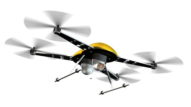带摄像头的无人机四轴飞行器在白色隔离飞行图片下载