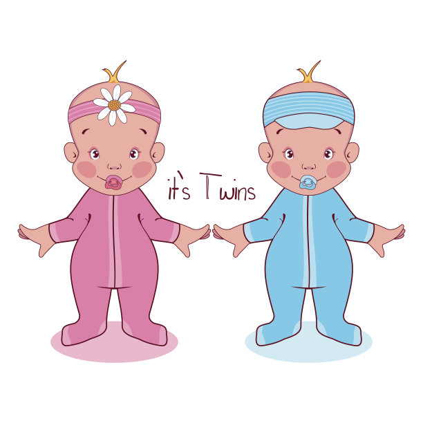 穿西装的小孩的矢量图，是双胞胎图片下载