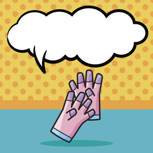 清洁手套涂鸦，讲话泡泡图片下载