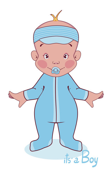 矢量插图的一个小孩在蓝色的工装裤，这图片下载