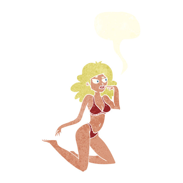 穿着内衣的卡通女人看起来很会说话图片下载