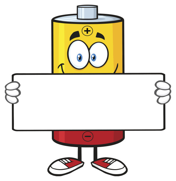 快乐电池拿着一个空白的标志图片下载