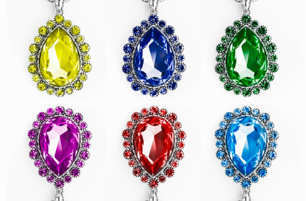 一套宝石在不同的颜色孤立图片下载