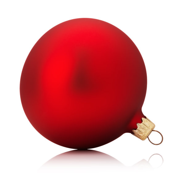 在白色背景上孤立的红色圣诞球图片下载