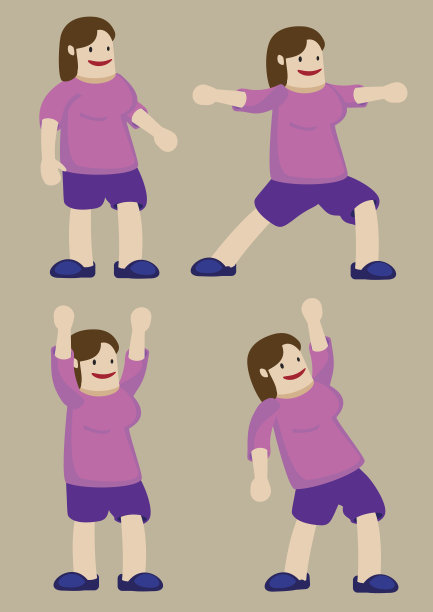 体型偏胖的女性运动矢量卡通插画图片下载