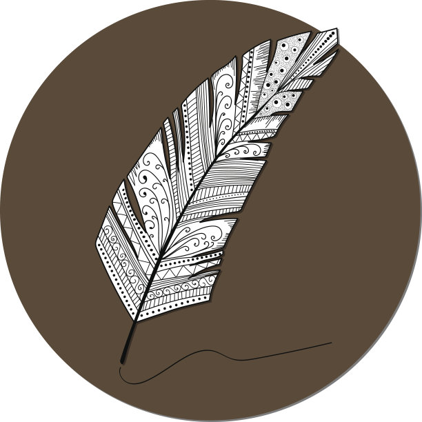 白色背景上的羽毛制作线的插图图片下载