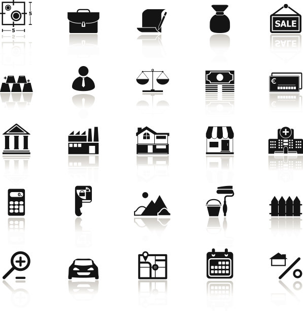 抵押贷款和家庭贷款图标与反映在白色的背景图片下载