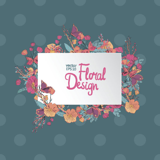 复古花卉矢量框图片下载