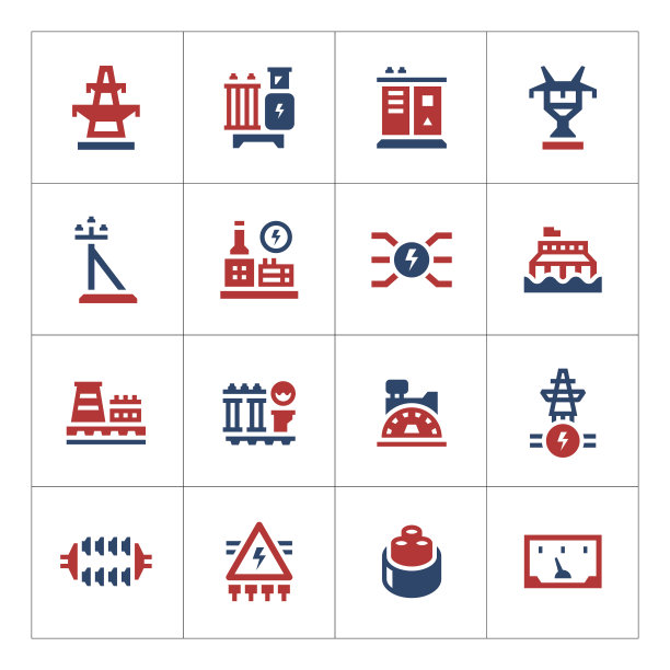 设置电力行业的彩色图标图片下载