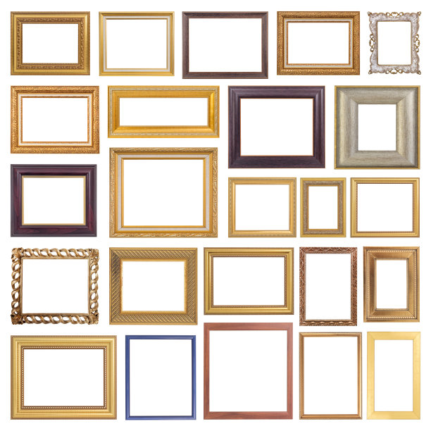 古董框架孤立在白色背景图片下载