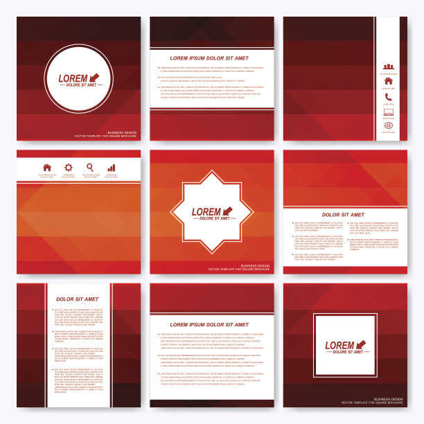红色方形模板小册子。商业，科学，医学和图片下载