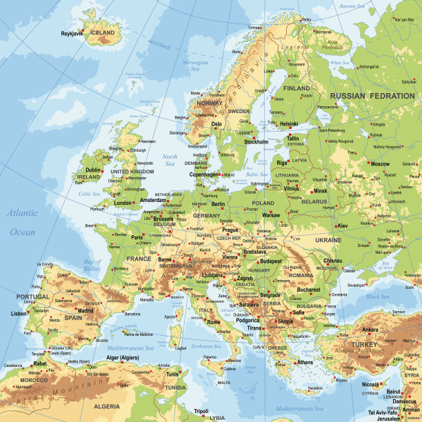 欧洲-物理地图图片下载