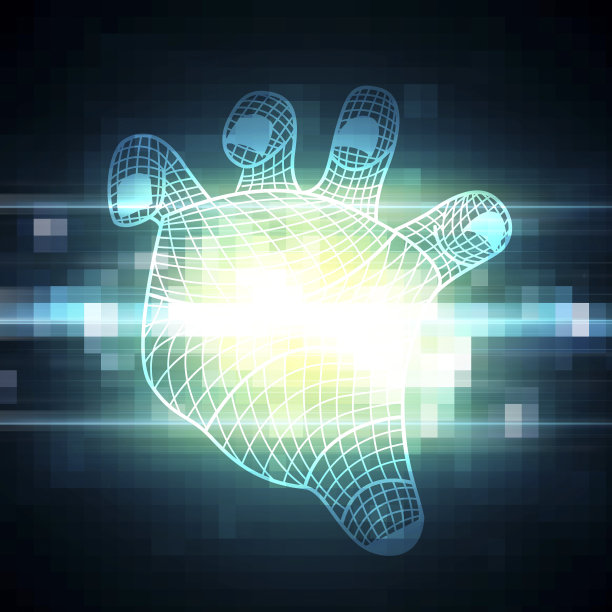 摘要手和技术数字像素背景插图图片下载