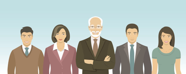 商业人士组平面矢量插图图片下载