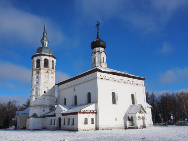 俄罗斯冬天的教堂，东正教教堂图片下载