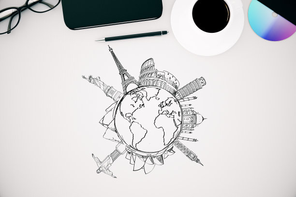 带旅行草图的桌面图片下载