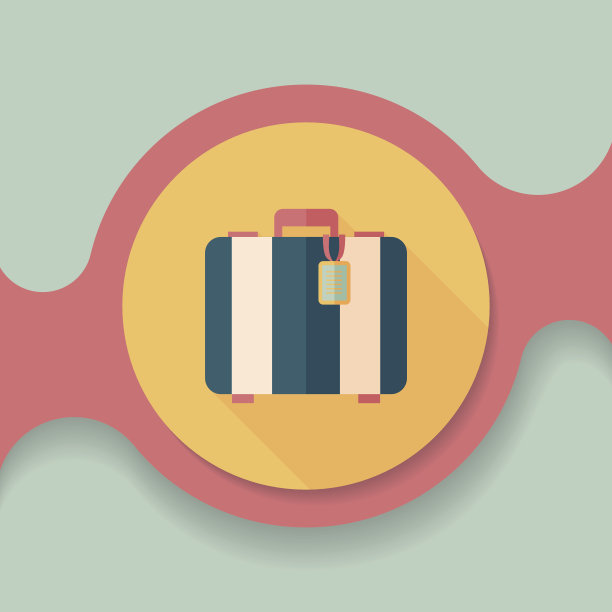 复古的旅行箱，扁平的图标与长影子图片下载