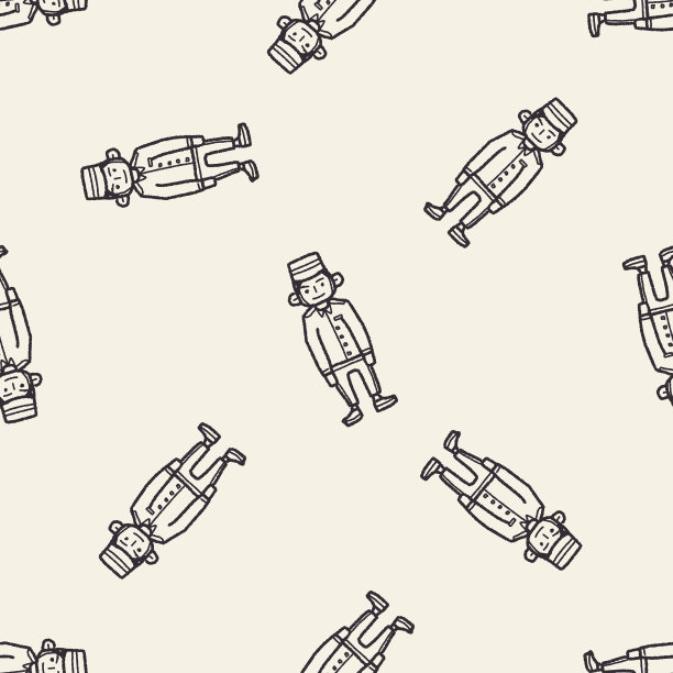 门房涂鸦无缝图案背景图片下载