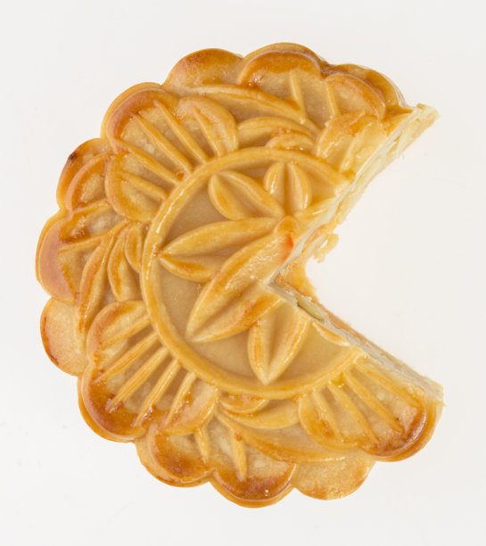 月饼，中国中秋食品孤立上白图片下载