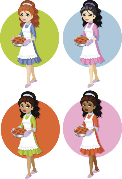 可爱的年轻女子与自制蛋糕设置在简单的背景图片下载