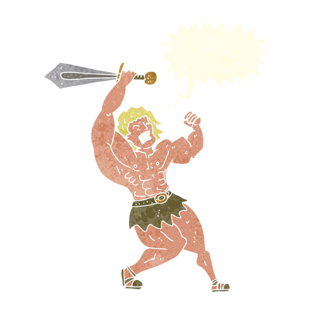 带有气泡的卡通野蛮人英雄图片下载