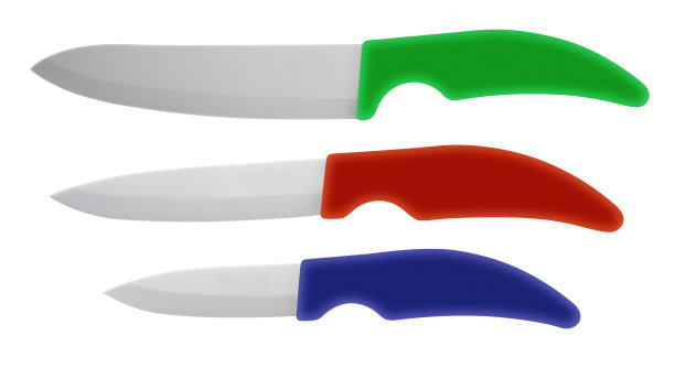 彩色陶瓷厨房刀孤立图片下载