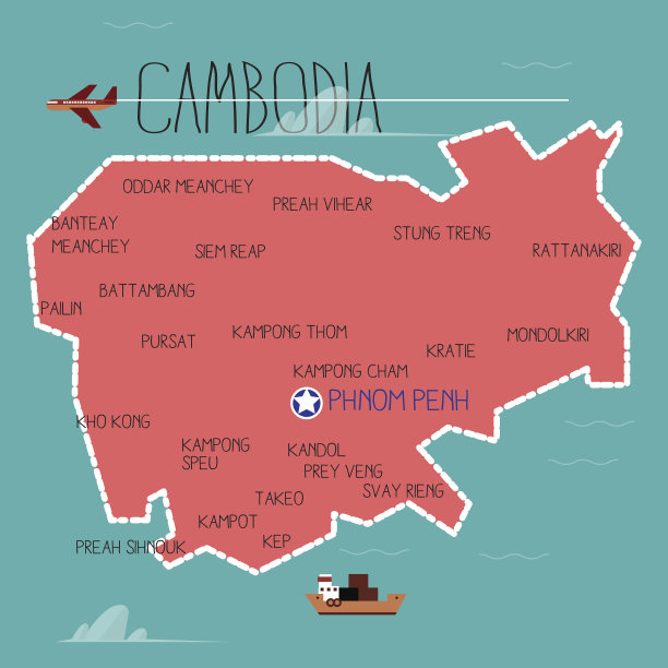 柬埔寨地图-矢量图片下载