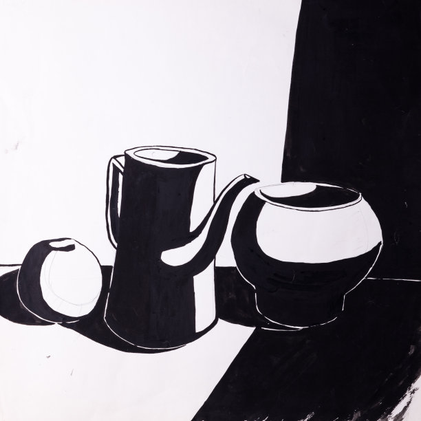 用画笔画的水罐和苹果图片下载