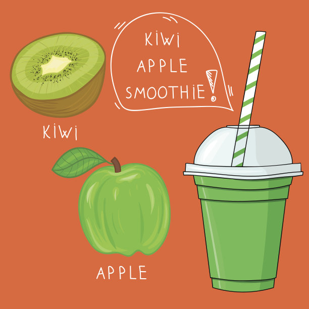 一杯猕猴桃苹果奶昔。天然生物饮料，健康器官图片下载