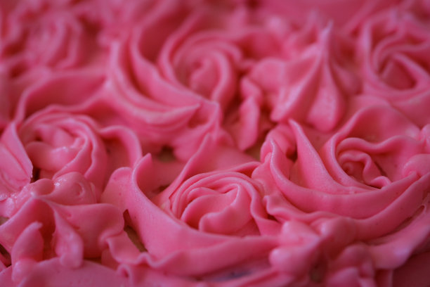 特写粉玫瑰糖霜装饰蛋糕图片下载
