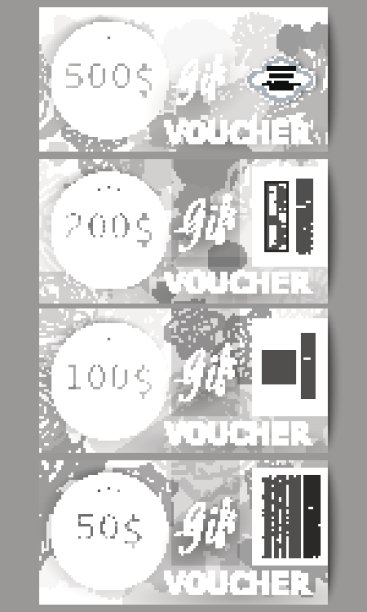 一套现代礼品券模板。手绘花卉涂鸦图片下载