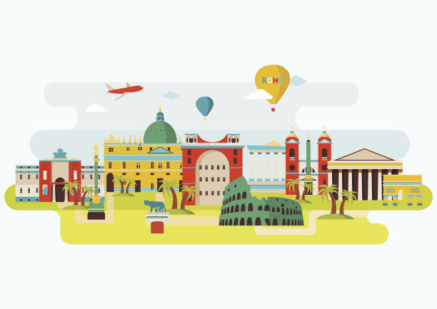 罗马的天际线。矢量图图片下载