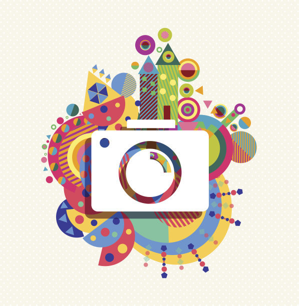 照片相机图标鲜明的颜色说明图片下载