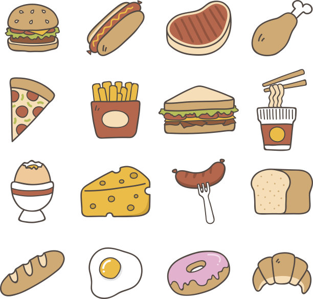 食物涂鸦图标图片下载