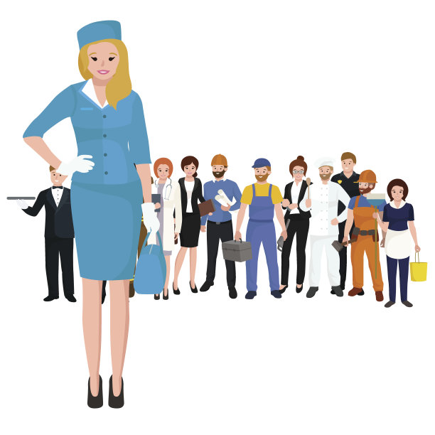 蓝色制服的金发女乘务员，女工人图片下载