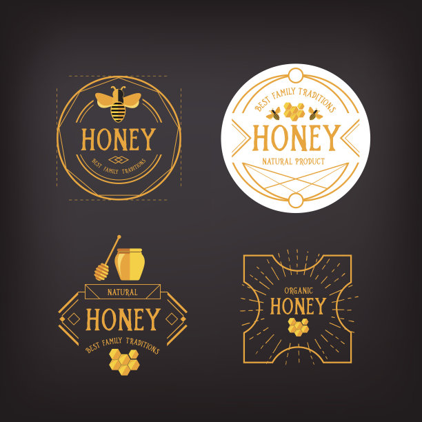 蜂蜜和蜜蜂徽章。图片下载