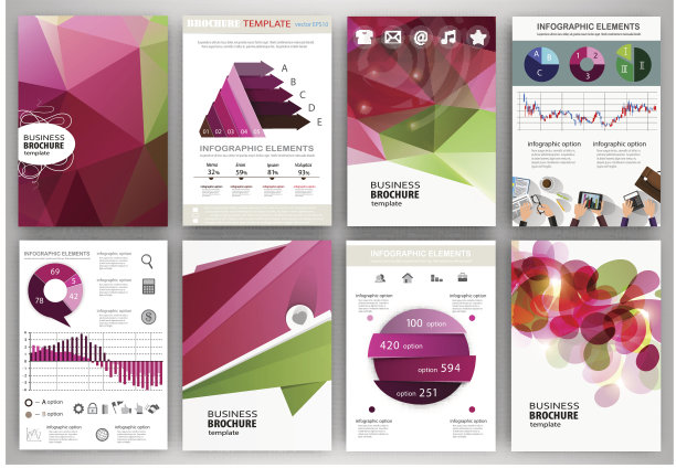 红色和绿色背景，抽象概念信息图和ico素材图片