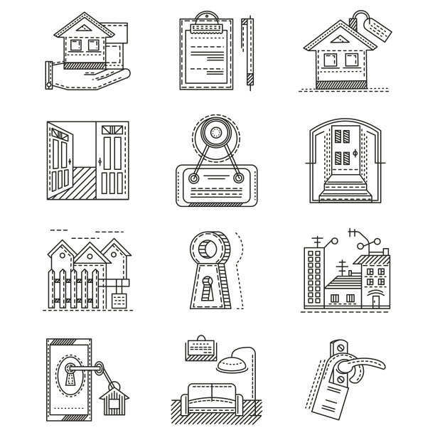 出租房地产线向量图标图片下载