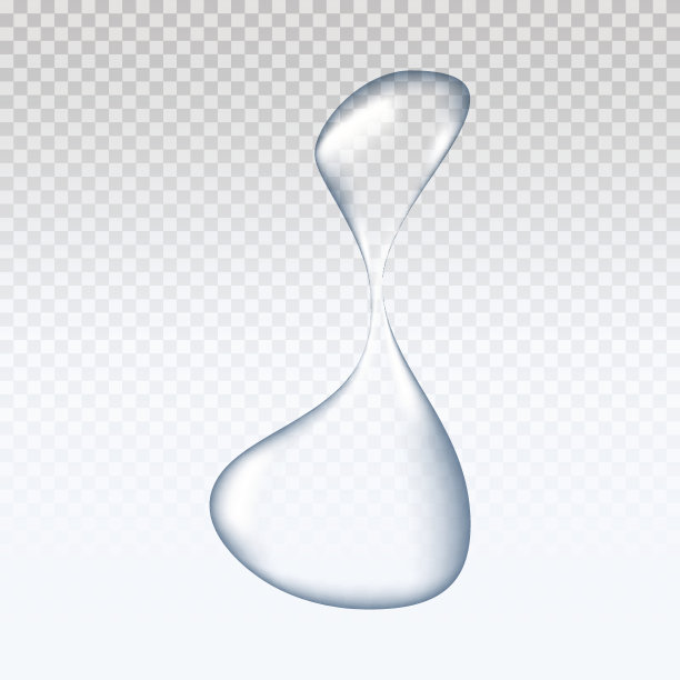 逼真的纯透明的水滴与灰色的背景阴影图片下载