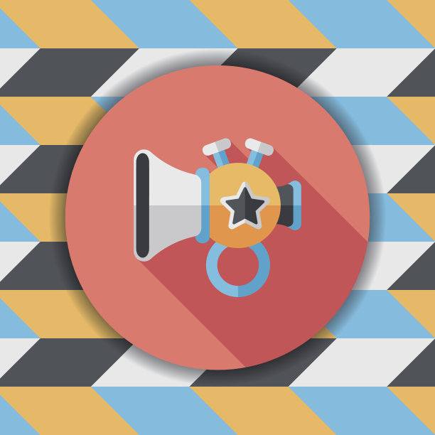 喇叭或喇叭玩具扁平图标与长影子，eps10图片下载