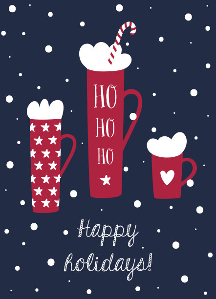 寒假贺卡和热巧克力杯图片下载