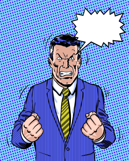 漫画插图愤怒的经理与对话气球图片下载